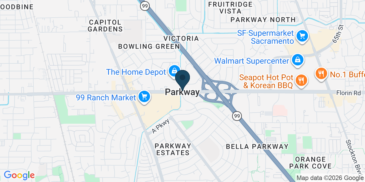 Map showing Parkway, Sacramento County, CA