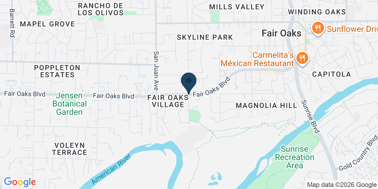 Map showing Fair Oaks, Sacramento County, CA