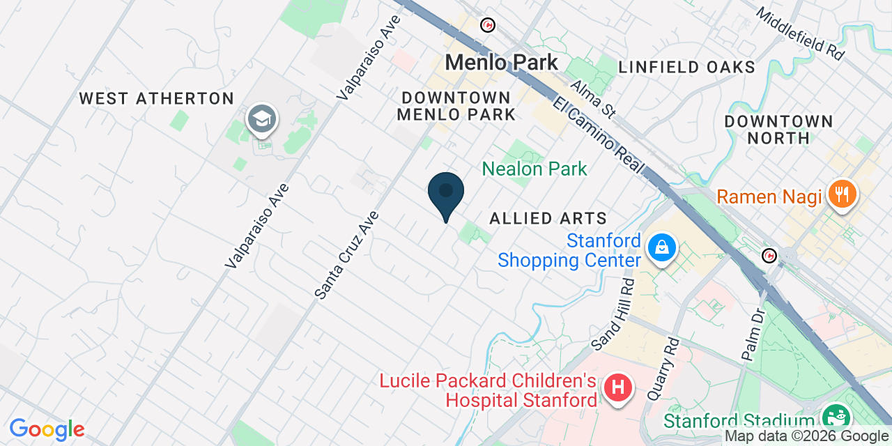 Map showing Menlo Park, San Mateo County, CA