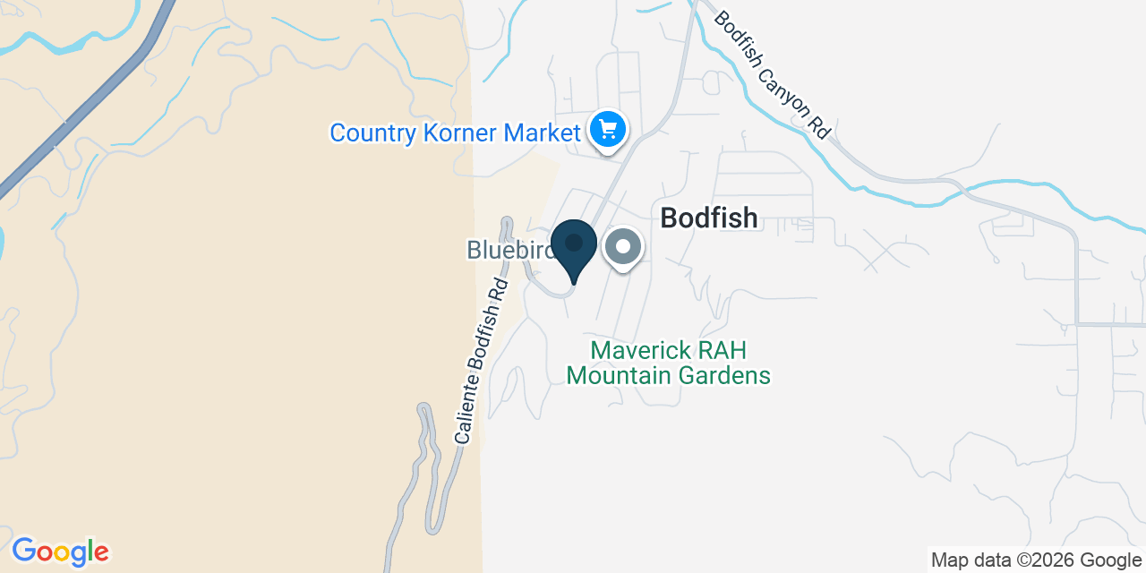 Map showing Bodfish, Kern County, CA