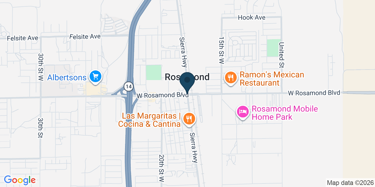 Map showing Rosamond, Kern County, CA