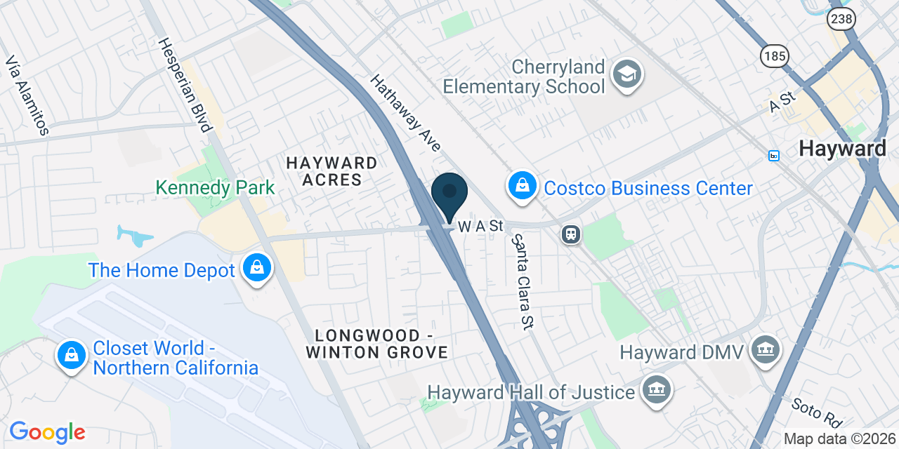 Map showing Hayward, Alameda County, CA