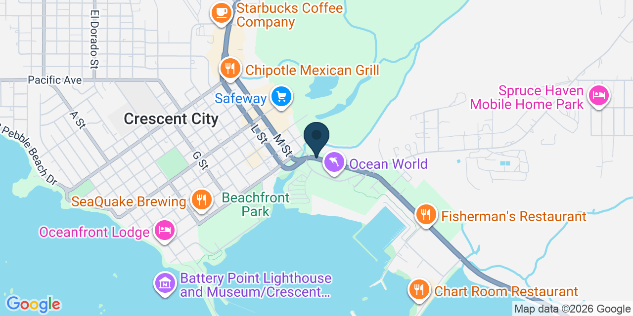 Map showing Crescent City, Del Norte County, CA