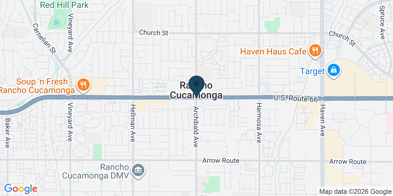 Map showing Rancho Cucamonga, San Bernardino County, CA