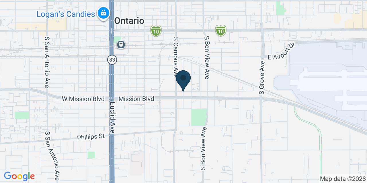 Map showing Ontario, San Bernardino County, CA