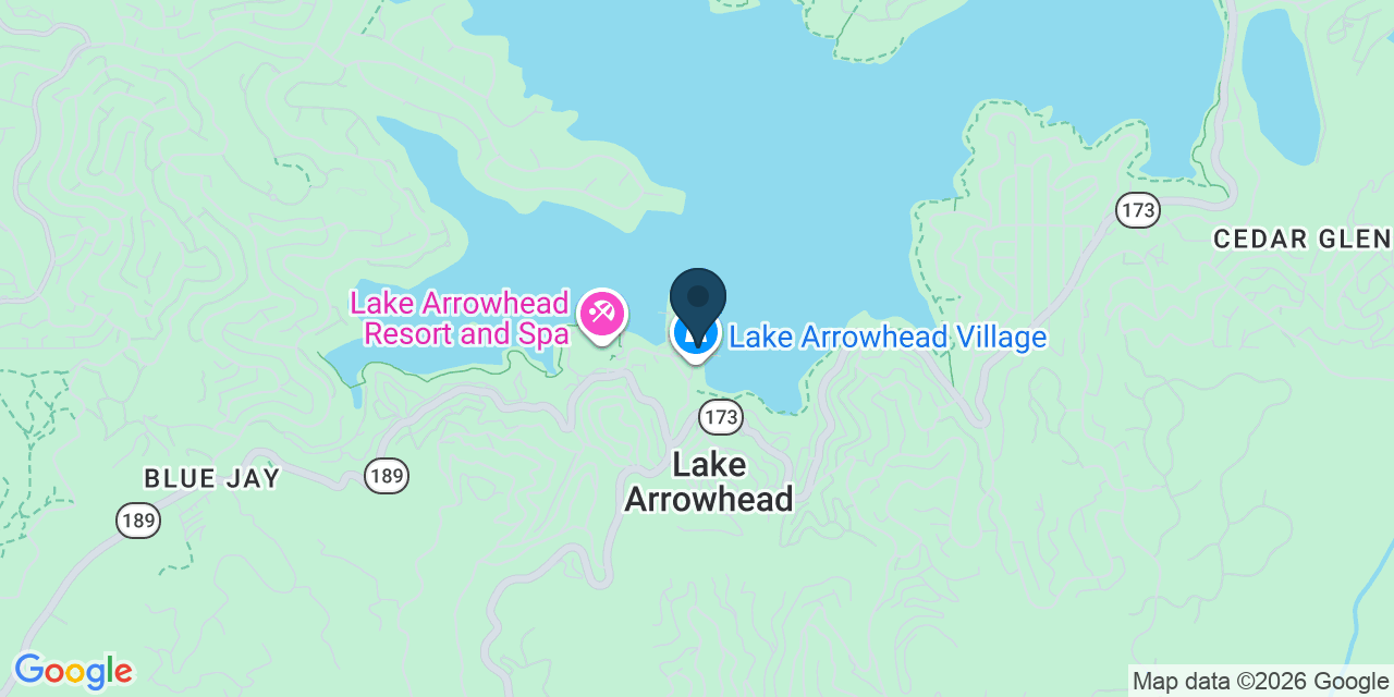 Map showing Lake Arrowhead, San Bernardino County, CA