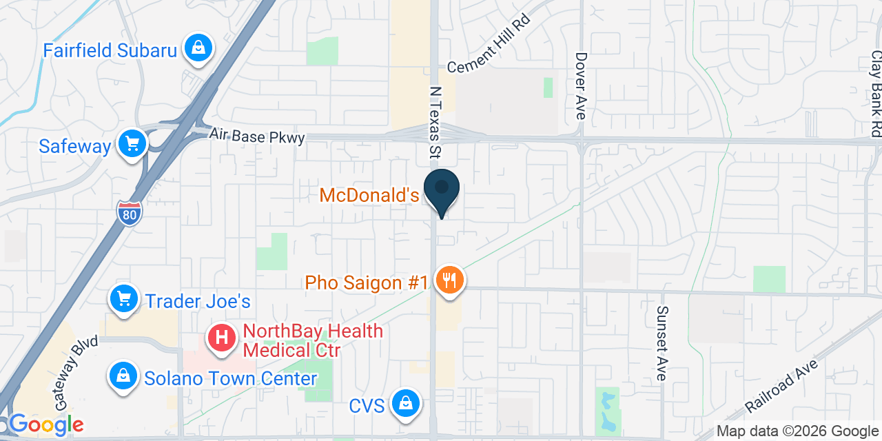 Map showing Fairfield, Solano County, CA