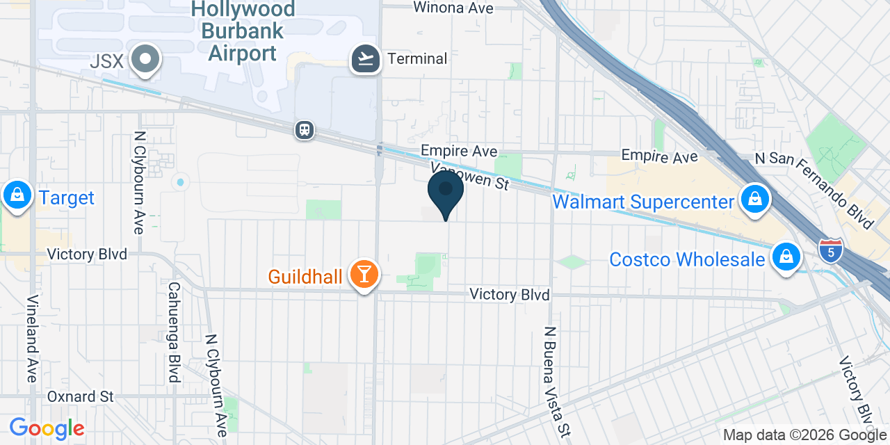 Map showing Burbank, Los Angeles County, CA