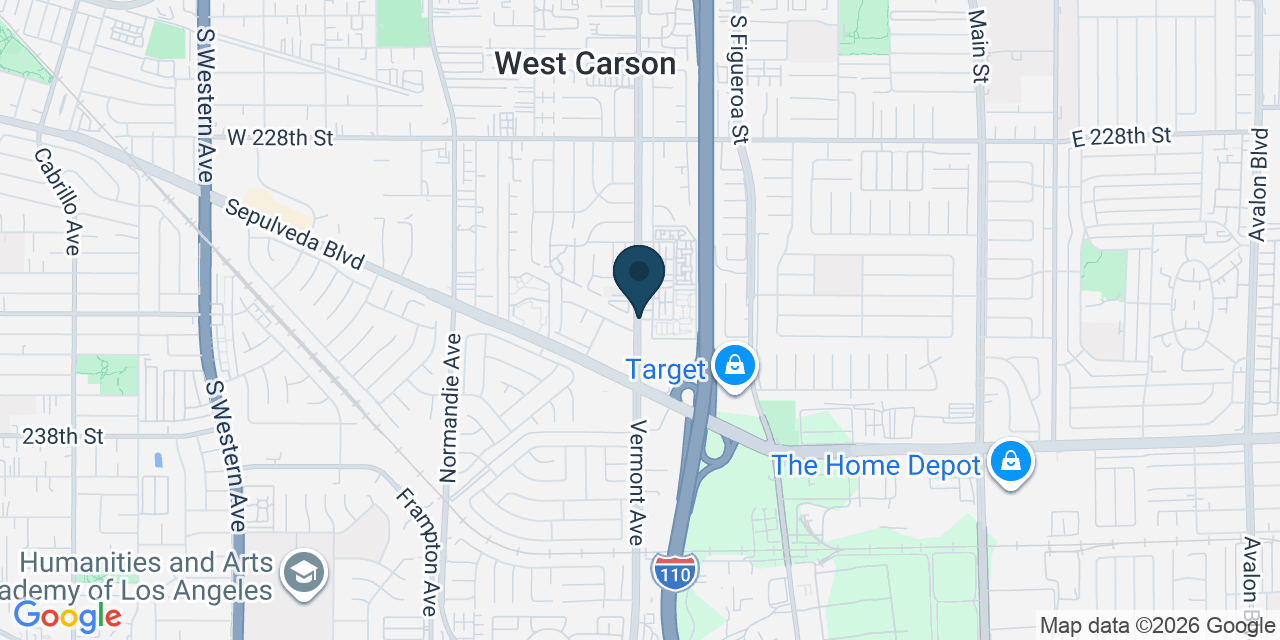 Map showing West Carson, Los Angeles County, CA