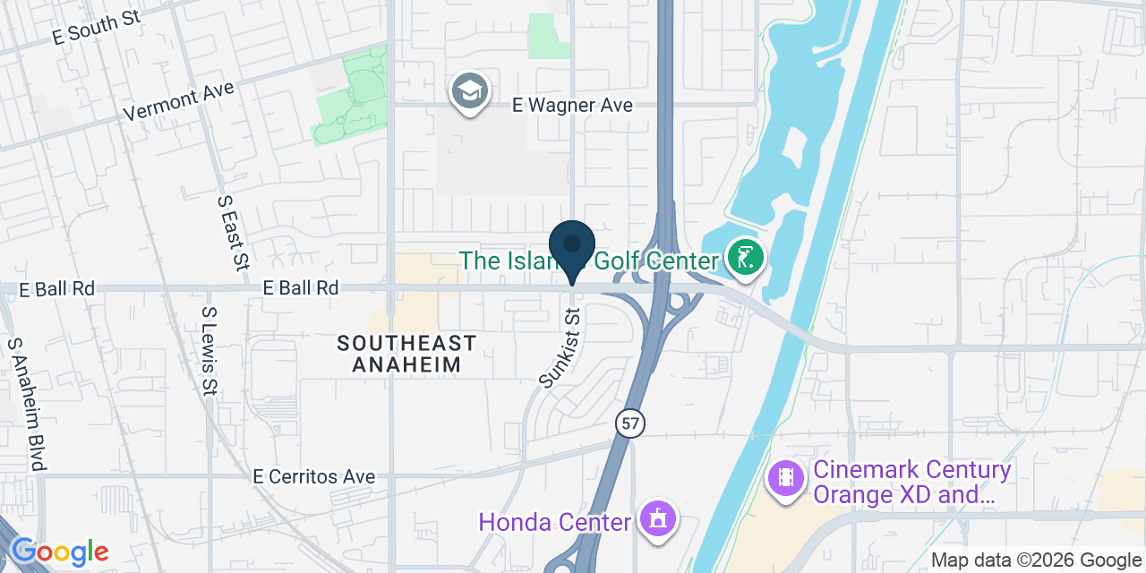 Map showing Anaheim, Orange County, CA