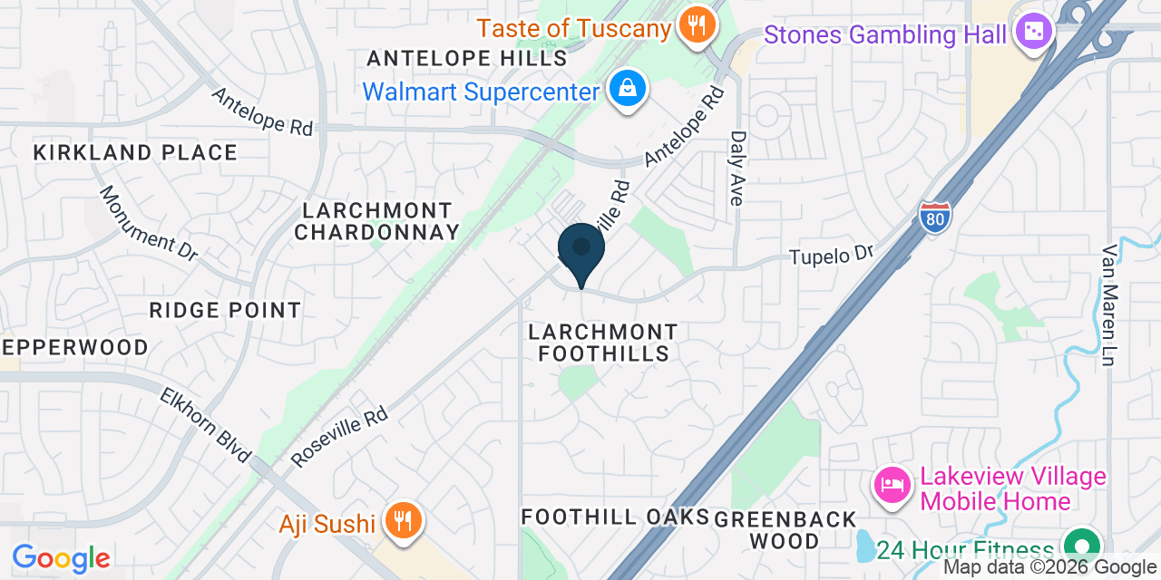 Map showing Foothill Farms, Sacramento County, CA