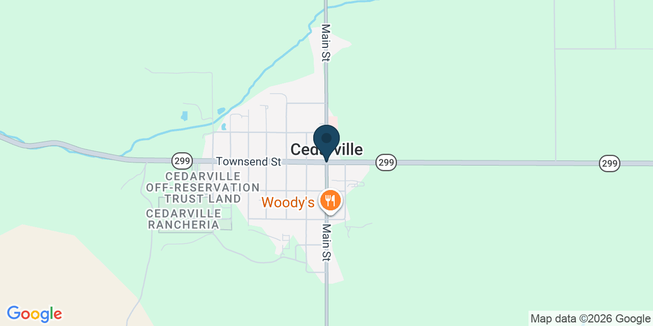 Map showing Cedarville, Modoc County, CA