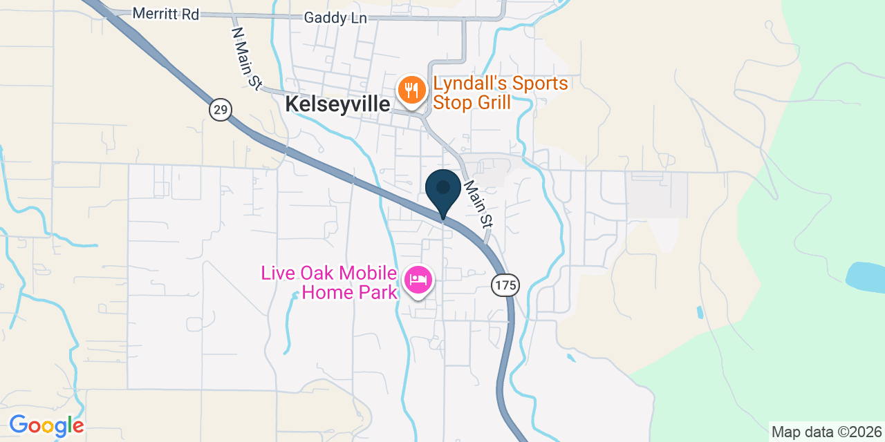Map showing Kelseyville, Lake County, CA
