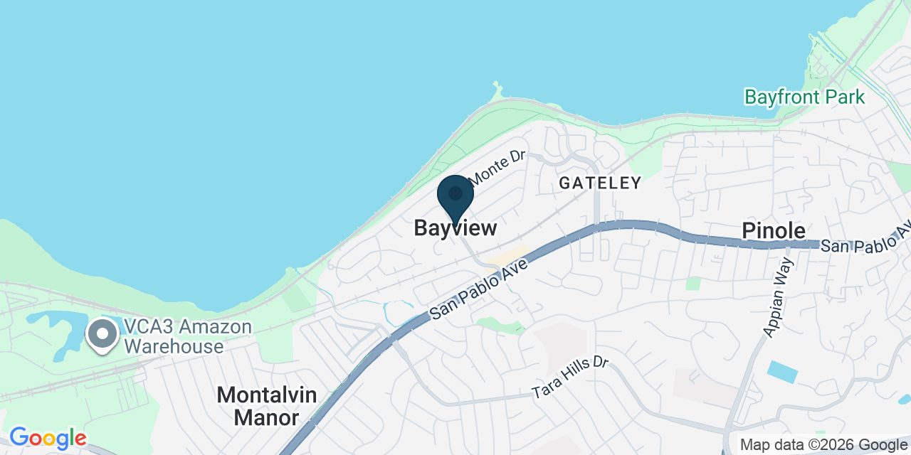 Map showing Bayview, Contra Costa County, CA