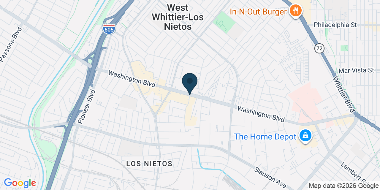 Map showing Santa Fe Springs, Los Angeles County, CA