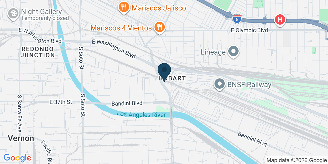 Map showing Vernon, Los Angeles County, CA