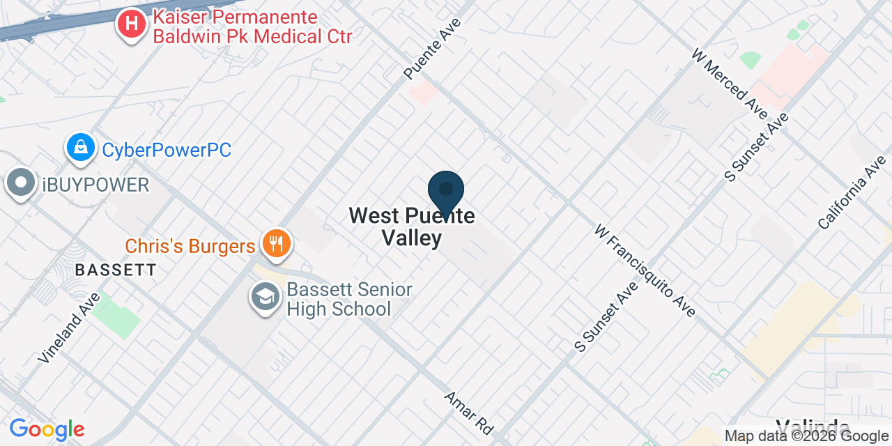 Map showing La Puente, Los Angeles County, CA