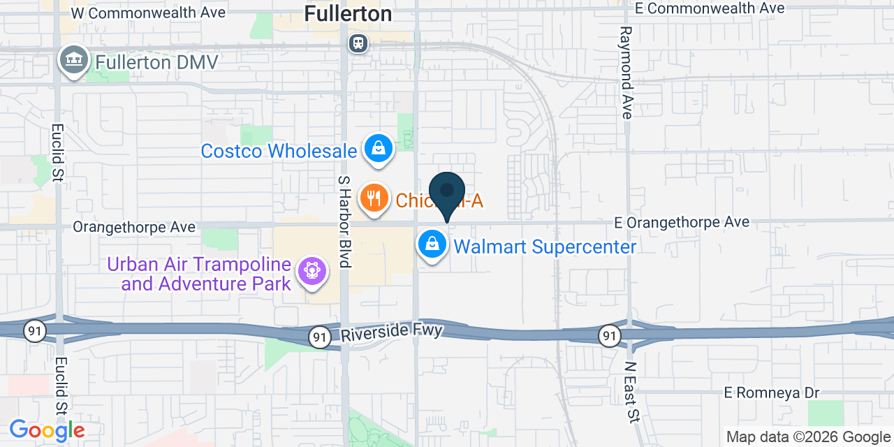 Map showing Orange County, CA
