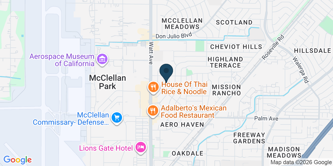 Map showing North Highlands, Sacramento County, CA