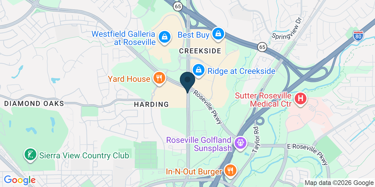 Map showing Roseville, Placer County, CA