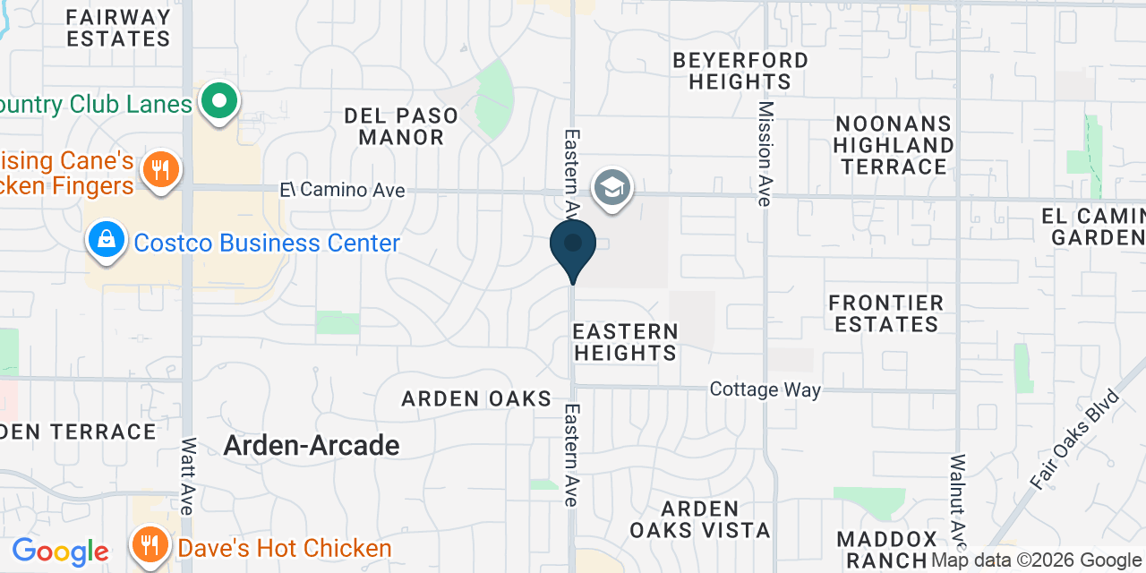 Map showing Arden-Arcade, Sacramento County, CA