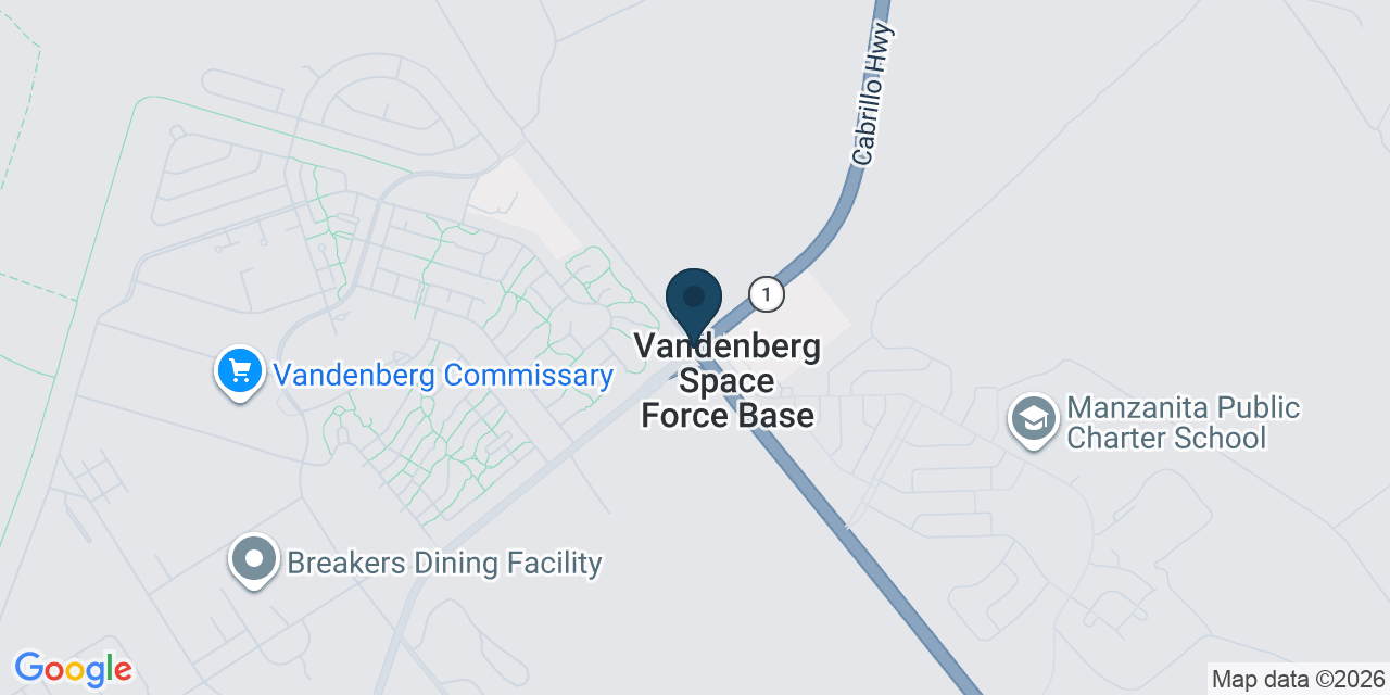 Map showing Vandenberg Space Force Base, Santa Barbara County, CA