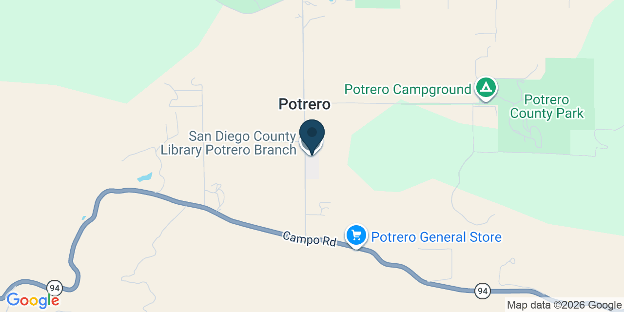 Map showing Potrero, San Diego County, CA