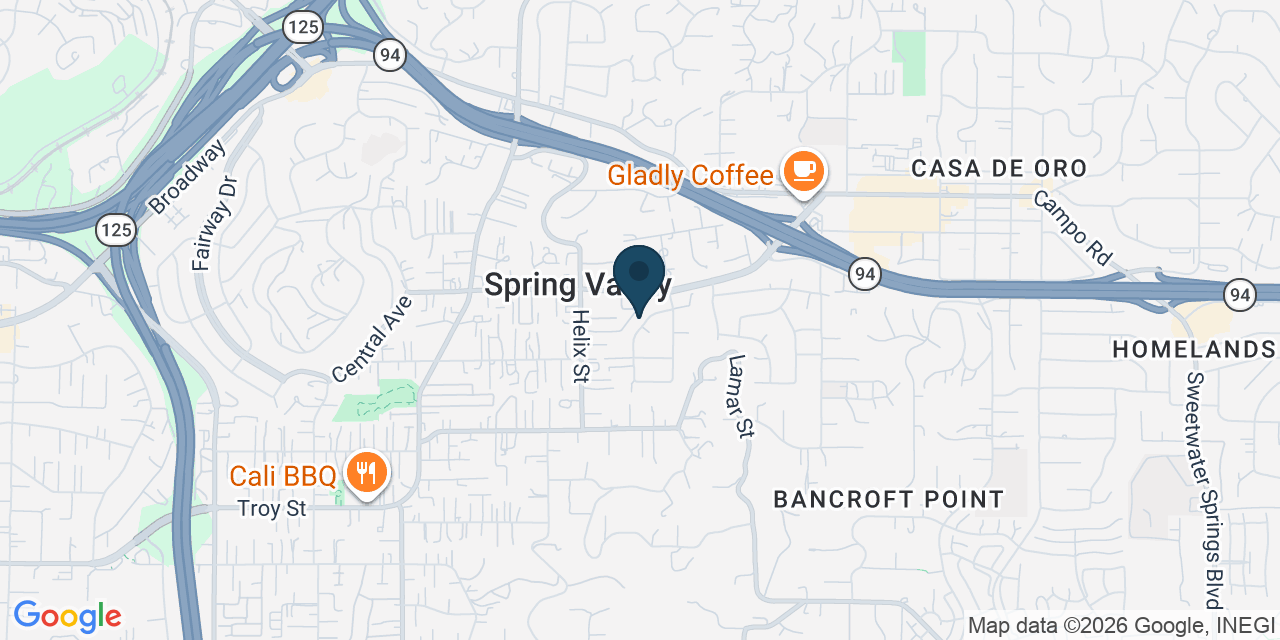 Map showing Spring Valley, San Diego County, CA