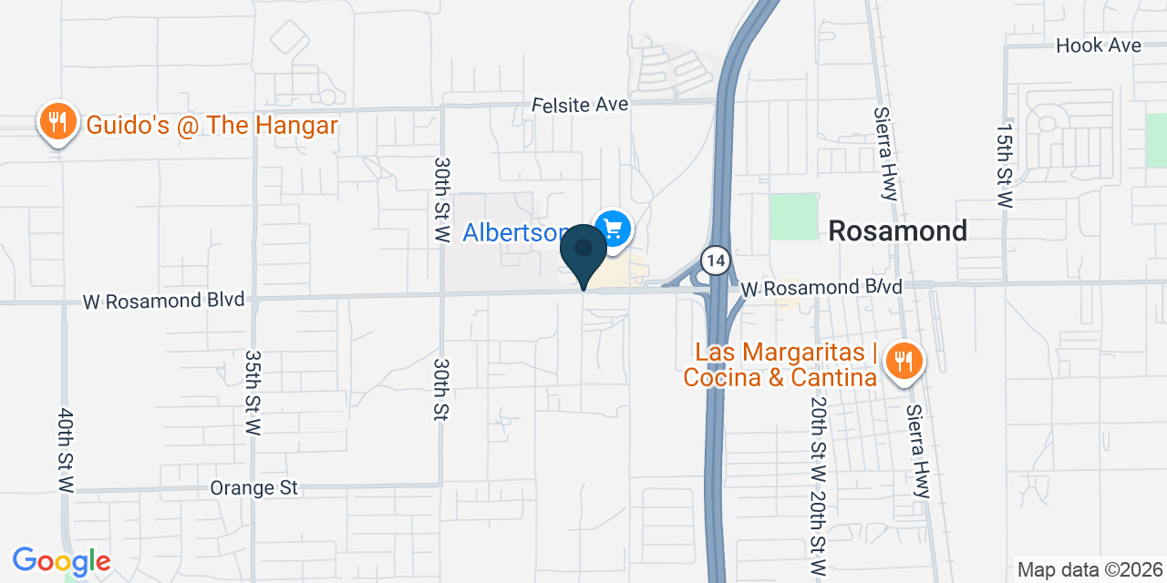 Map showing Rosamond, Kern County, CA