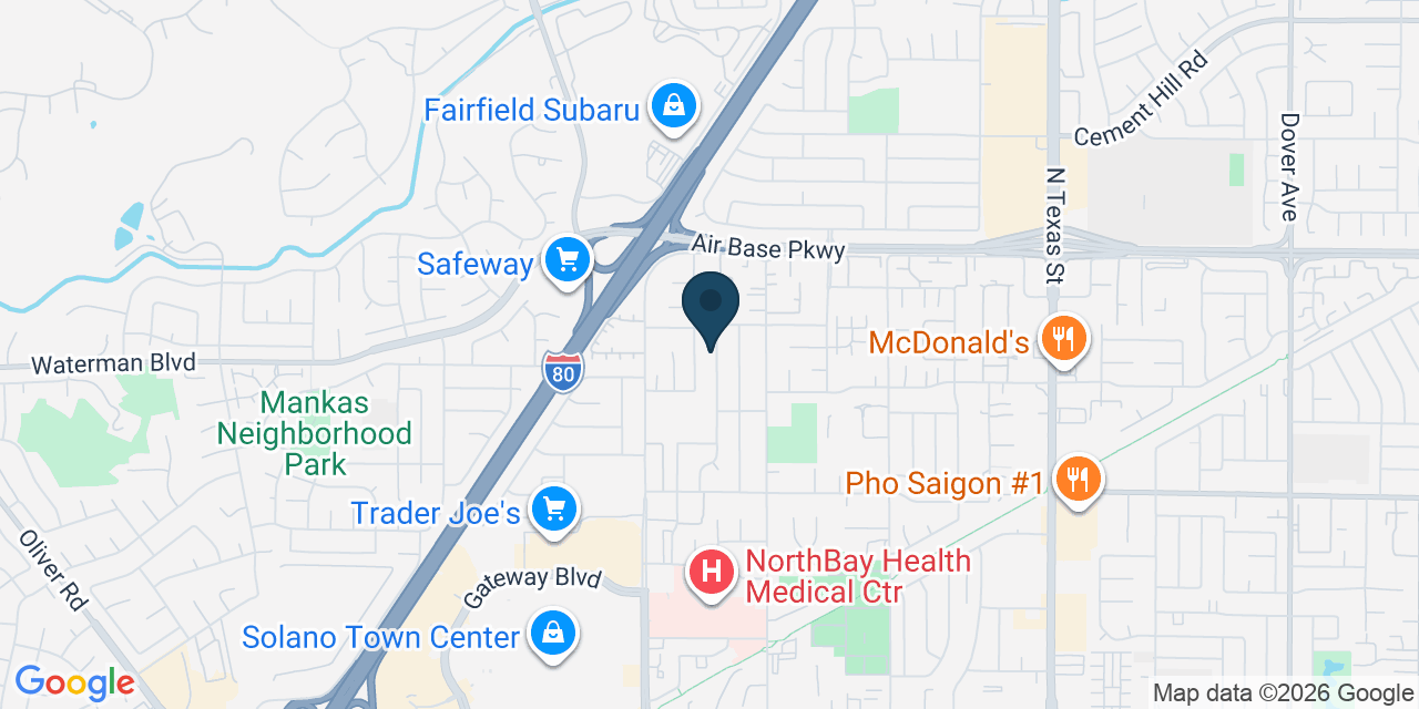 Map showing Fairfield, Solano County, CA