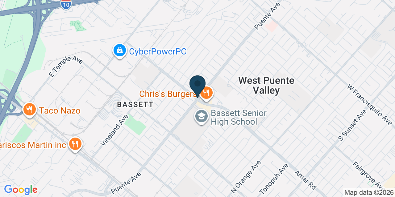 Map showing West Puente Valley, Los Angeles County, CA