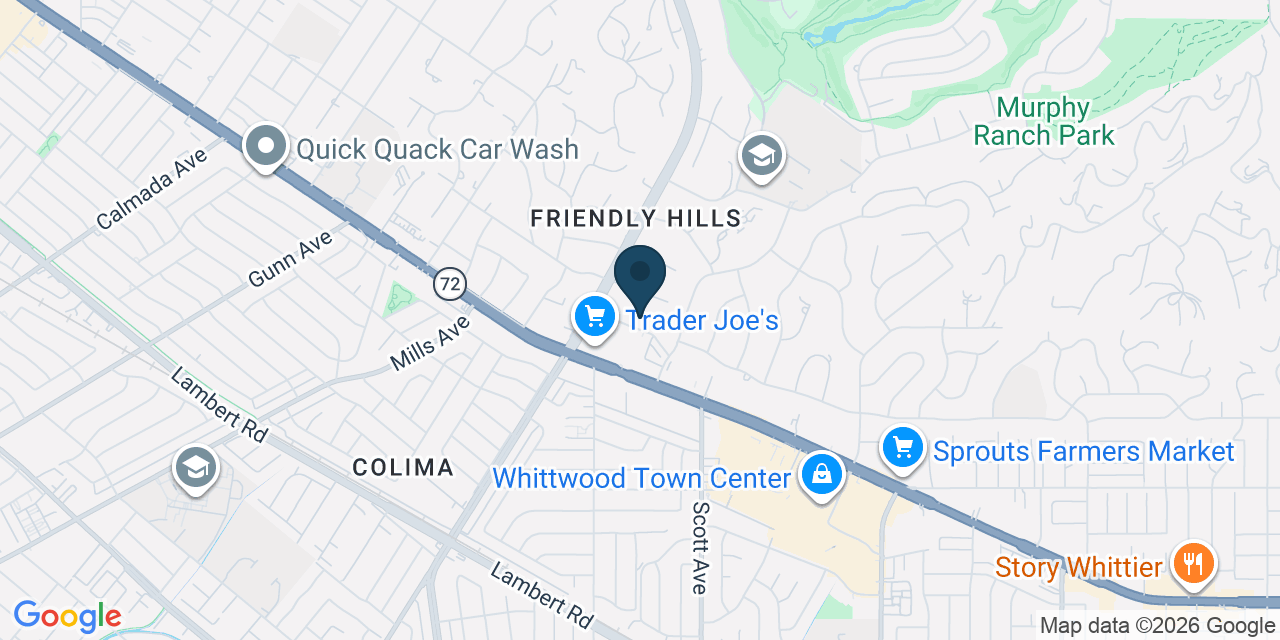 Map showing Whittier, Los Angeles County, CA