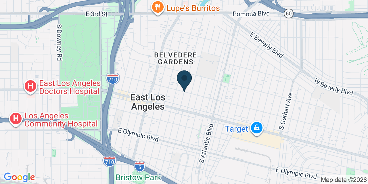 Map showing East Los Angeles, Los Angeles County, CA