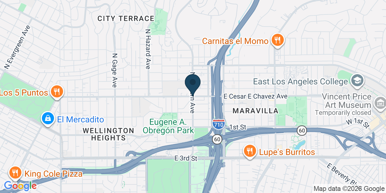 Map showing East Los Angeles, Los Angeles County, CA