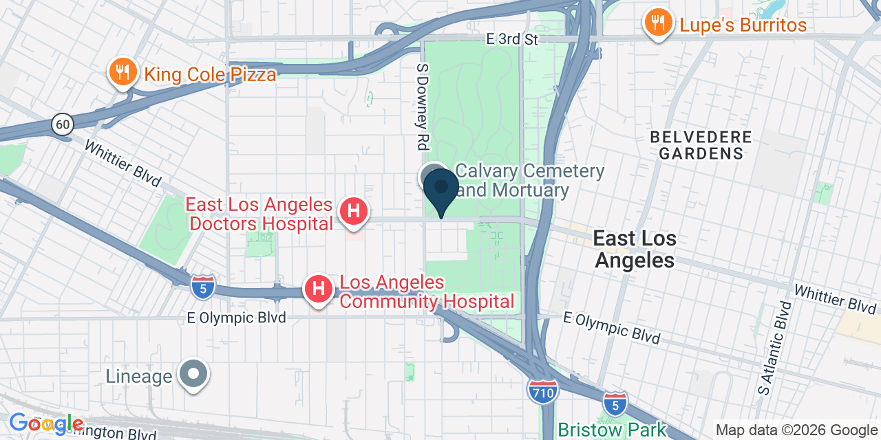 Map showing East Los Angeles, Los Angeles County, CA