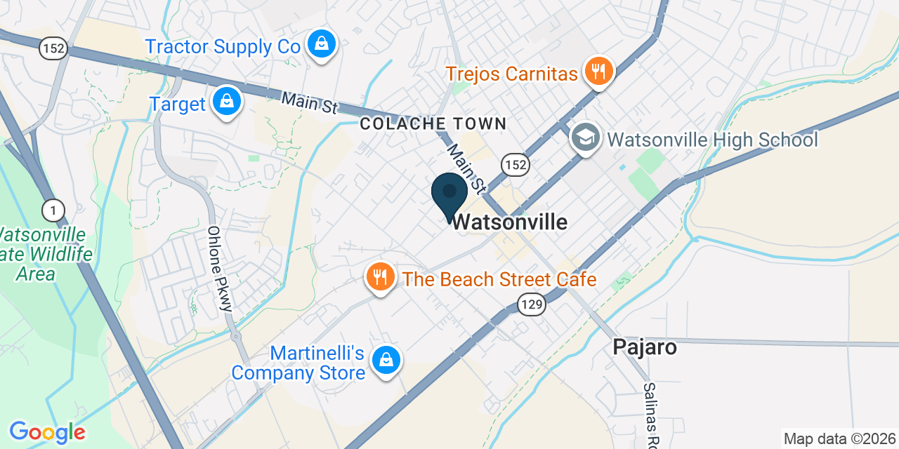 Map showing Watsonville, Santa Cruz County, CA