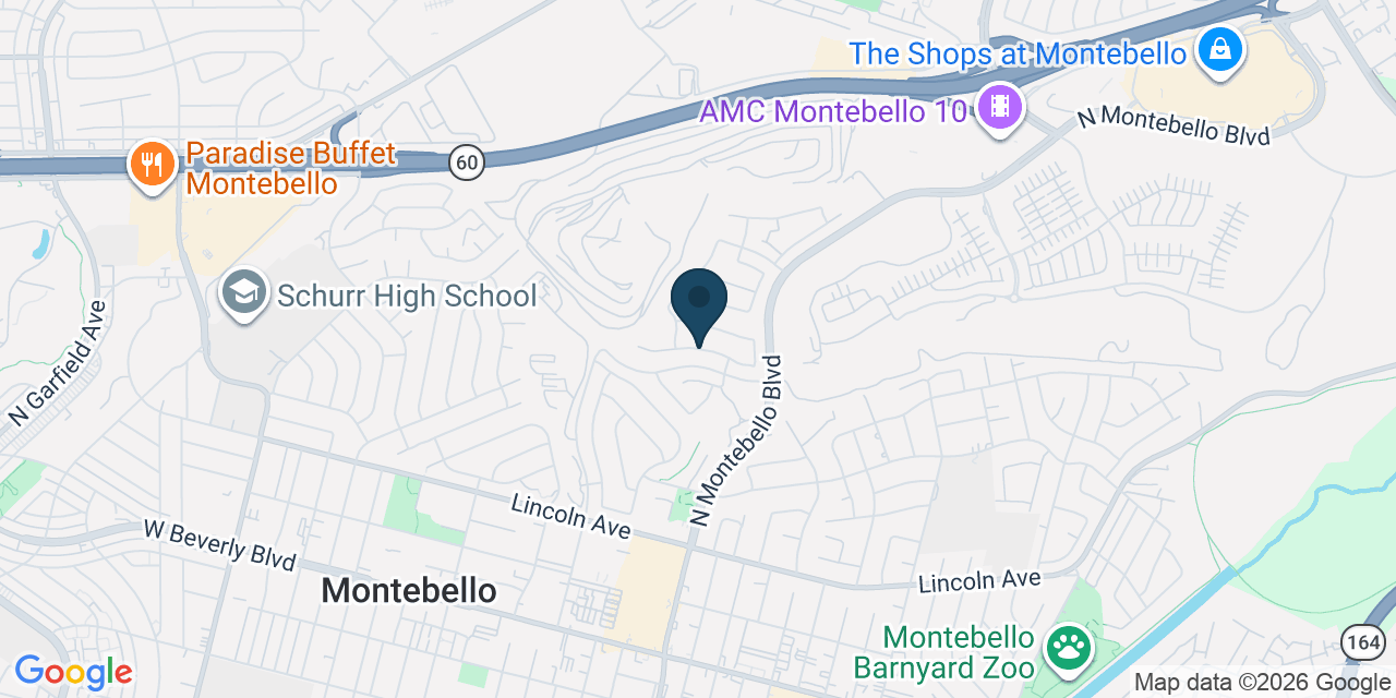 Map showing Montebello, Los Angeles County, CA