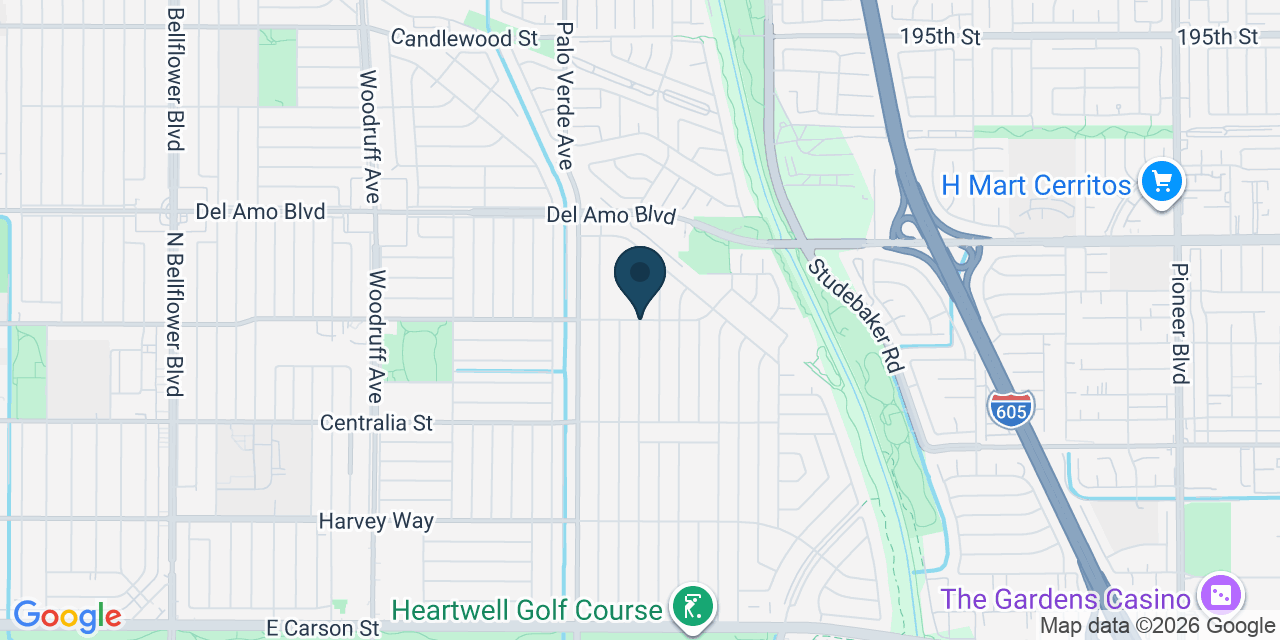 Map showing Lakewood, Los Angeles County, CA