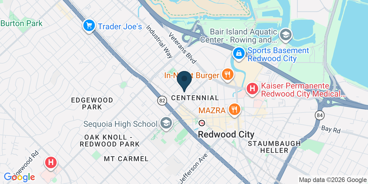 Map showing Redwood City, San Mateo County, CA