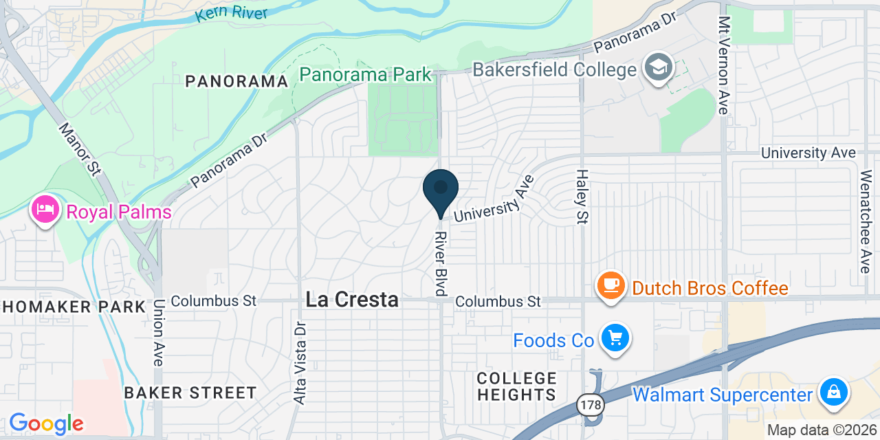 Map showing La Cresta, Kern County, CA