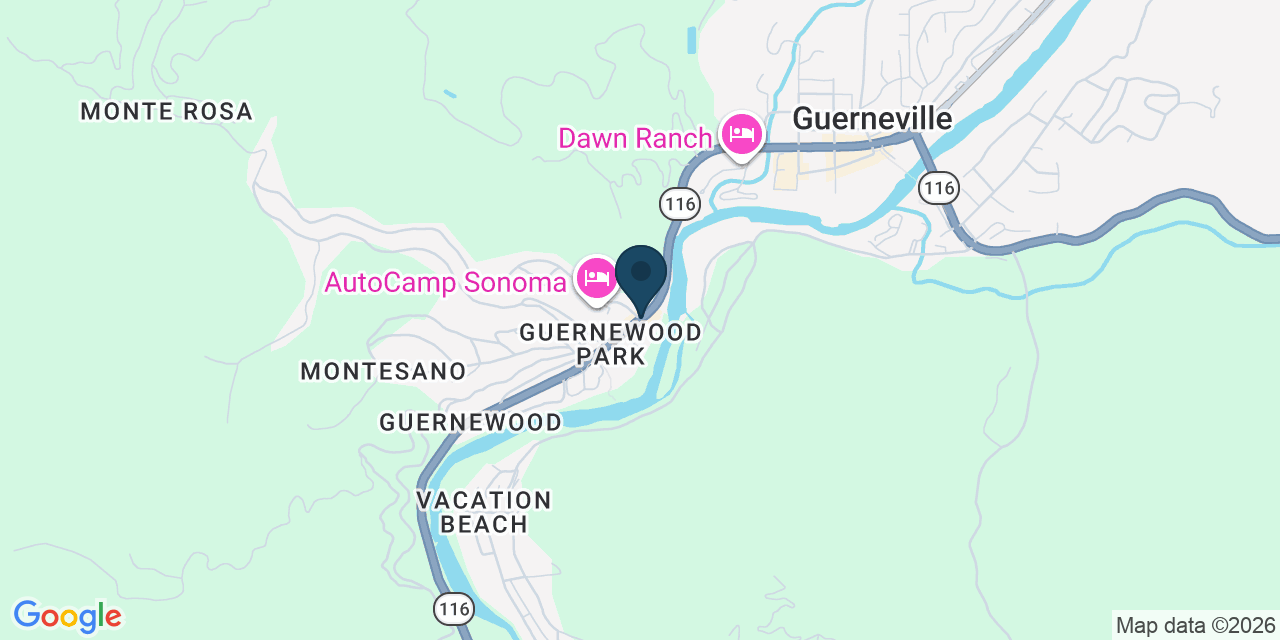 Map showing Guerneville, Sonoma County, CA