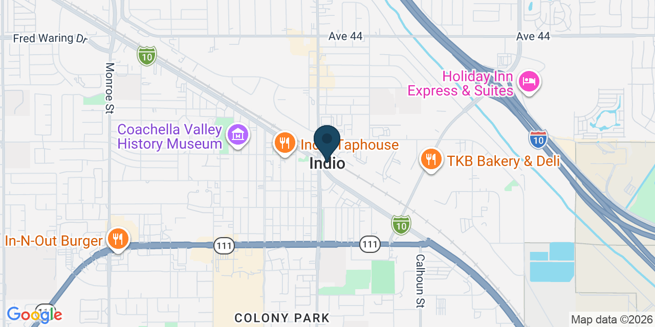 Map showing Indio, Riverside County, CA
