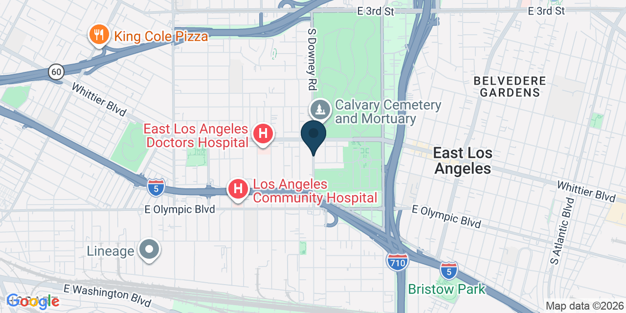 Map showing East Los Angeles, Los Angeles County, CA