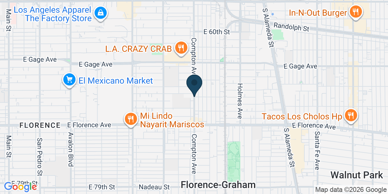 Map showing Florence-Graham, Los Angeles County, CA