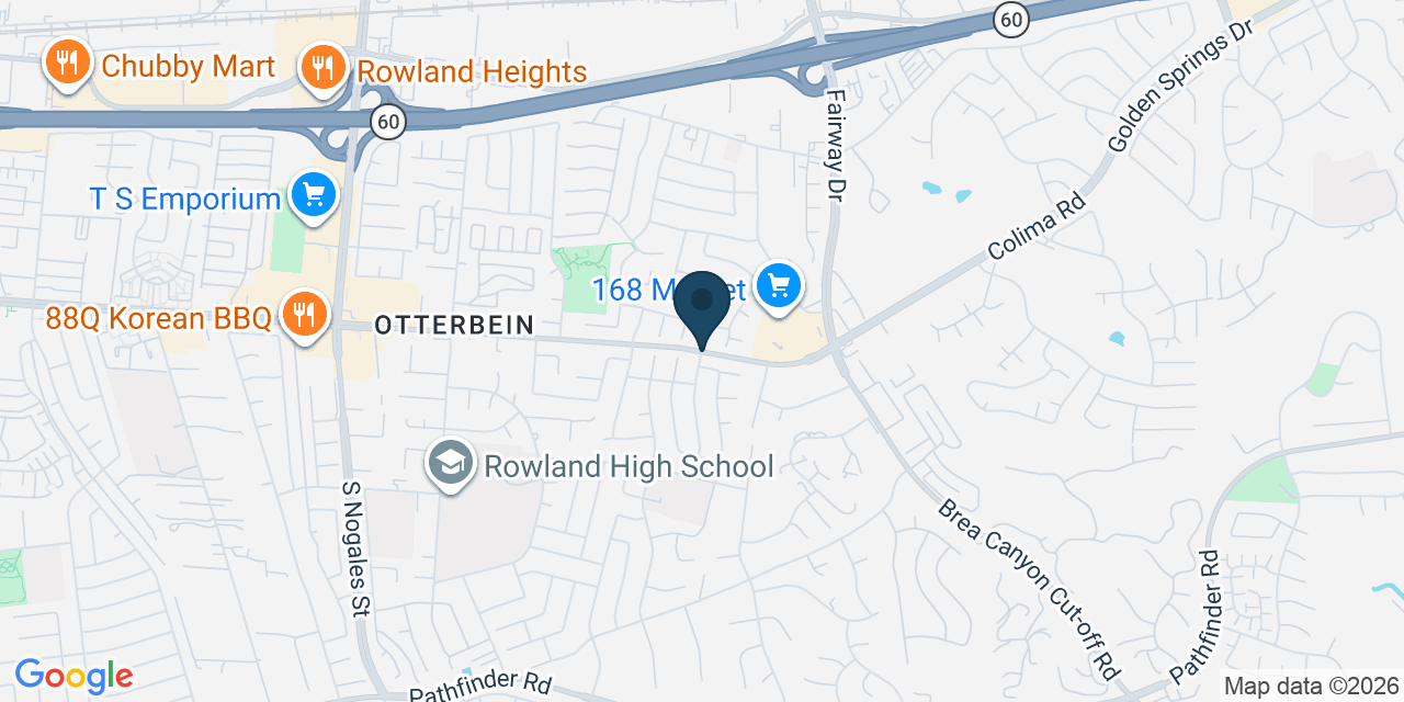 Map showing Rowland Heights, Los Angeles County, CA
