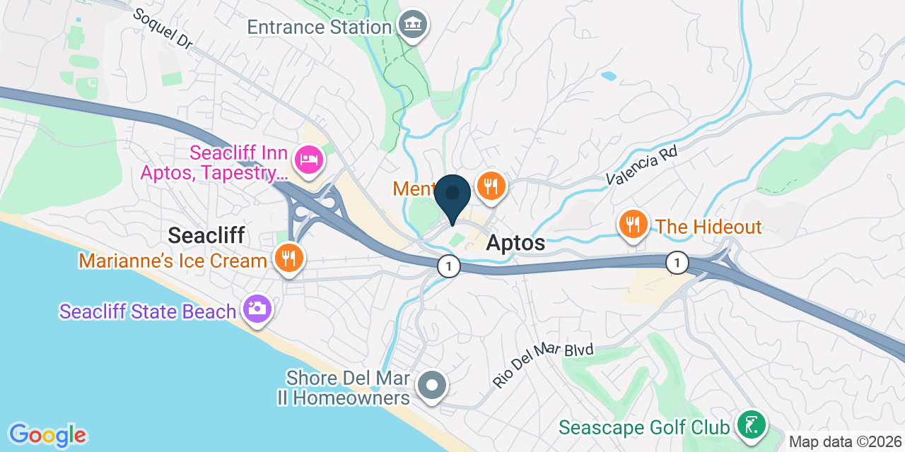 Map showing Aptos, Santa Cruz County, CA