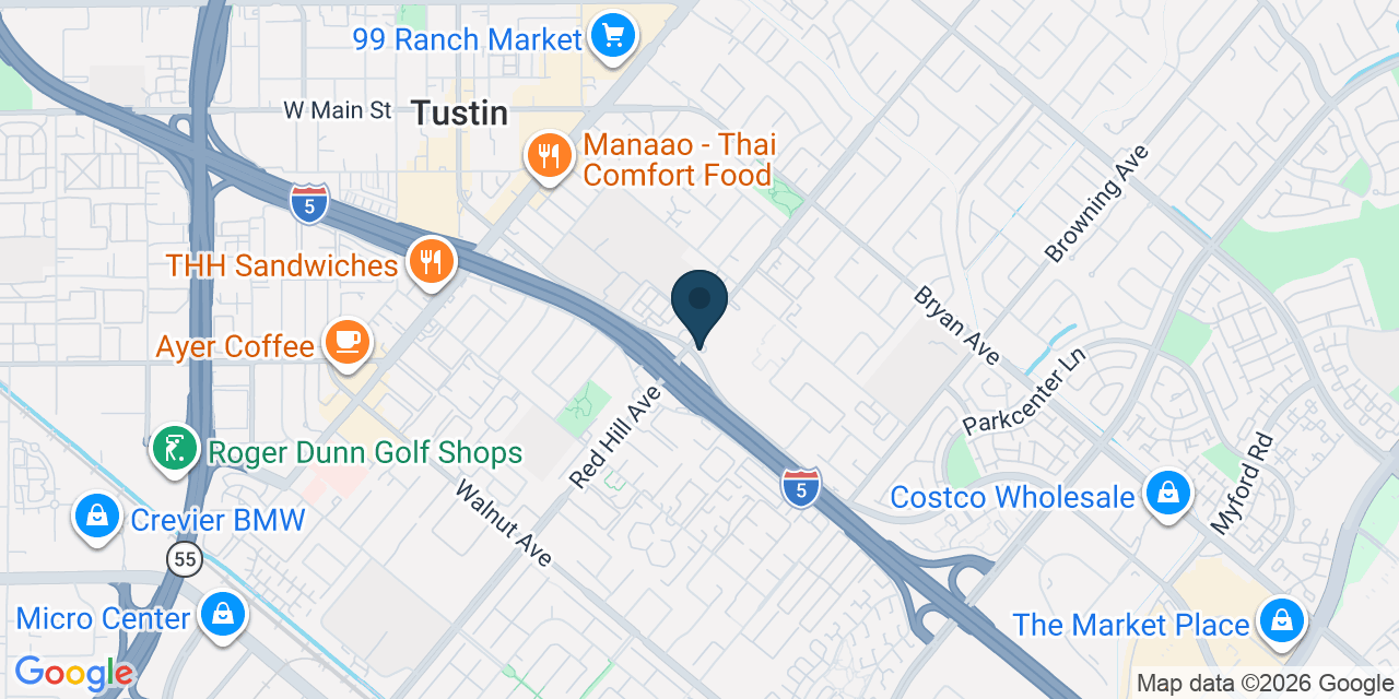 Map showing Tustin, Orange County, CA