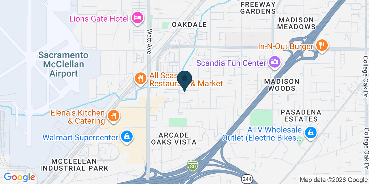 Map showing North Highlands, Sacramento County, CA