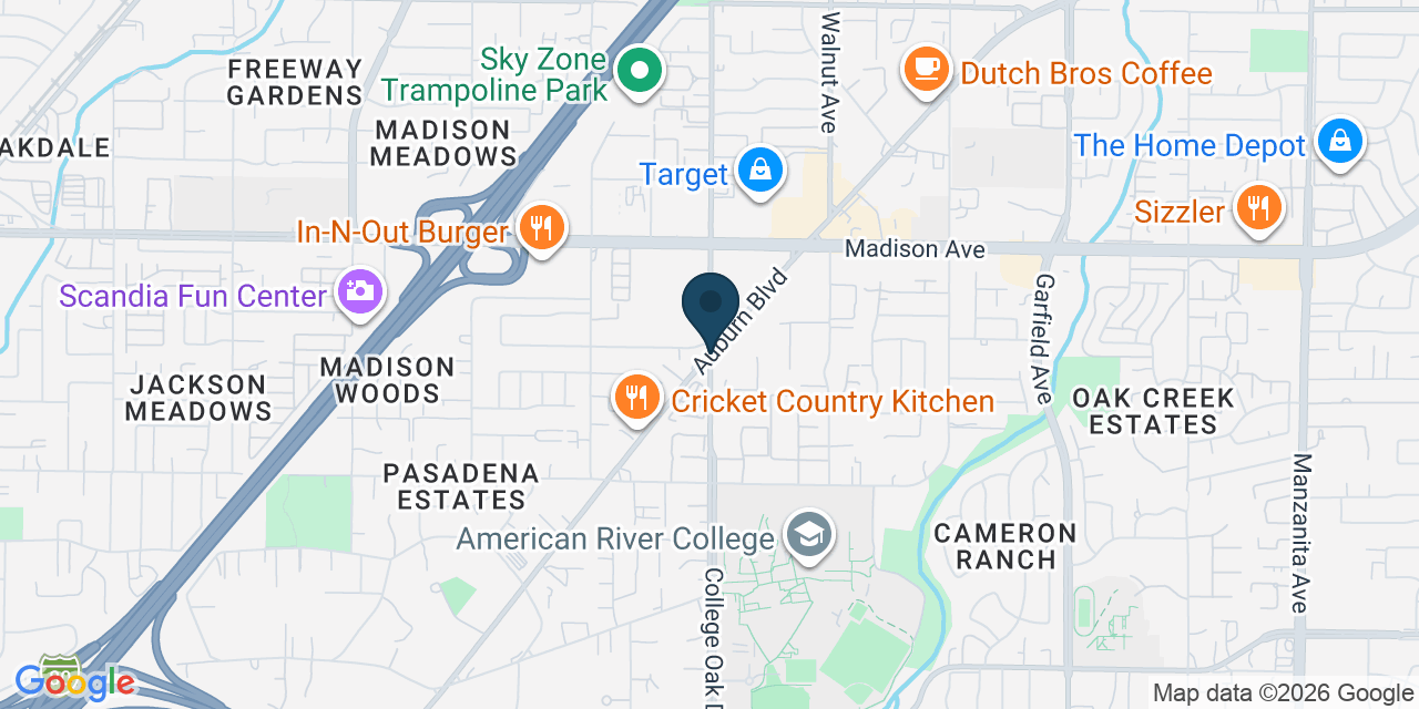 Map showing North Highlands, Sacramento County, CA