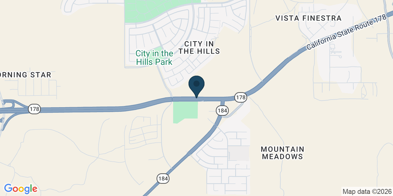 Map showing Bakersfield, Kern County, CA